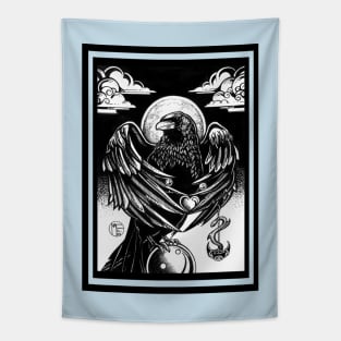 The Raven's Gift -Black Outlined Version Tapestry