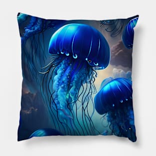 Blue Jellyfish Pillow