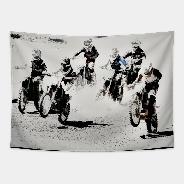 And the Race Begins - Motocross Racers Tapestry by Highseller