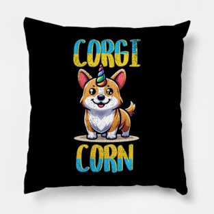 Corgi Corn Funny Dog Unicorn Cartoon Kawaii Pillow