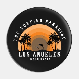 Los Angeles California Surfing Palm And Beach Paradise 80s Pin