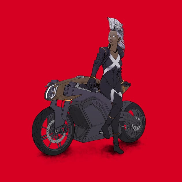 Mohawk Woman On Motorcycle by ForAllNerds