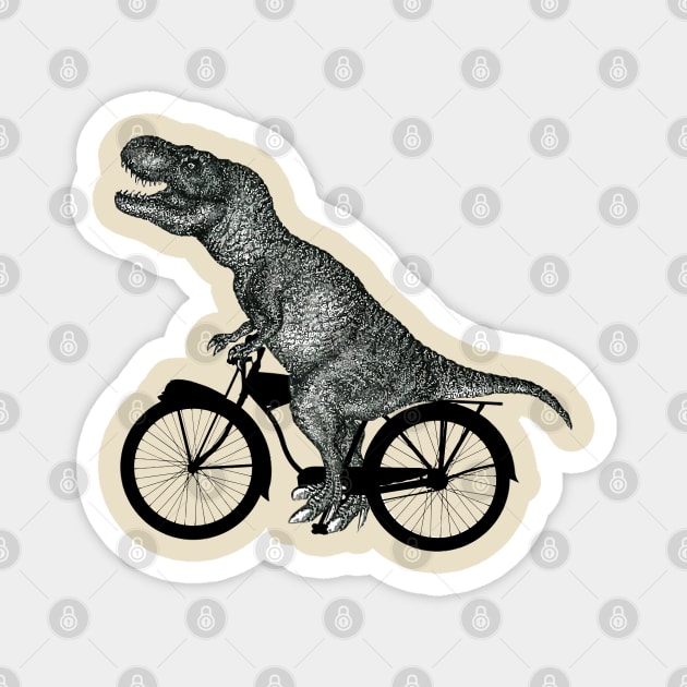 funny t rex bicycling Magnet by Collagedream