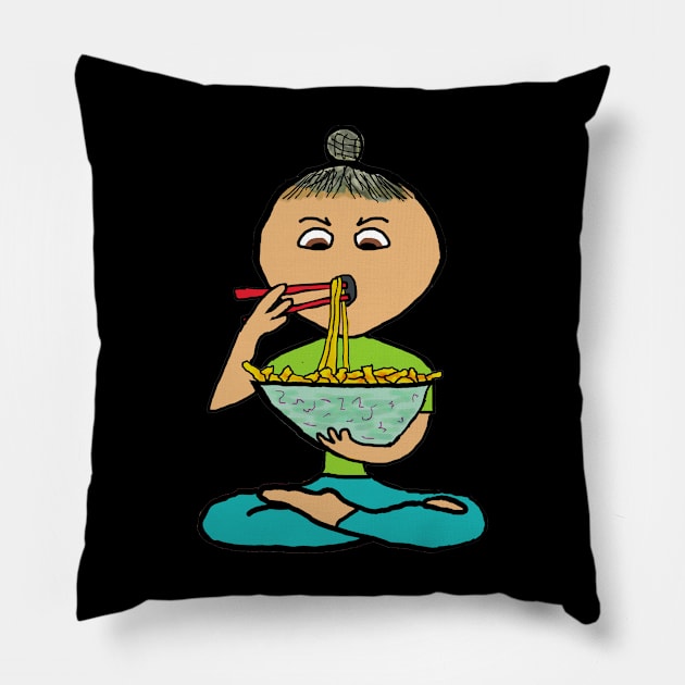 Noodles and Chopsticks Pillow by Mark Ewbie