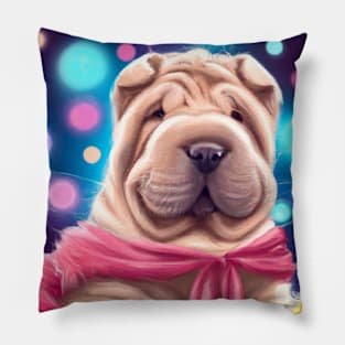 Cute Shar Pei Drawing Pillow