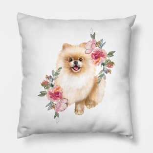 Cute Pomeranian Spitz Cream Puppy Dog Art Pillow