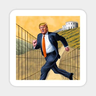 Trump running from Prison T-Shirts Design Magnet