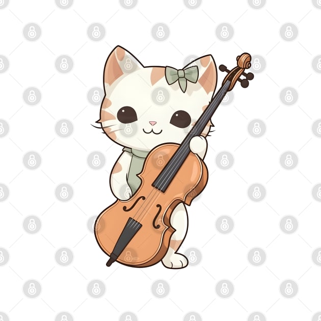 Cute Kitten Playing Violin by Artifyio