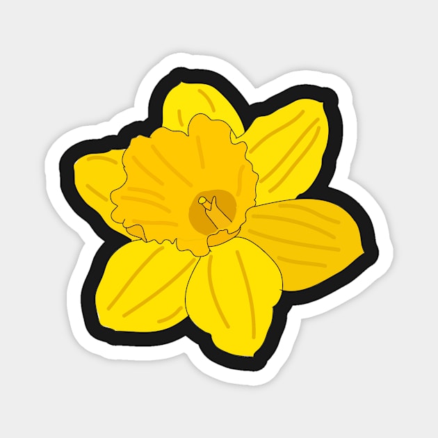 Yellow Daffodil Flower Outlined Magnet by turbo-swift