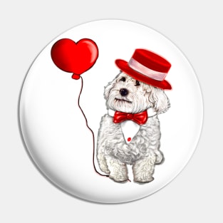 The Best Valentine’s Day Gift ideas top 10, Cavalier king charles spaniel fancy dress red bow tie and hat, white Cavoodle Cavapoo Valentines day Pin