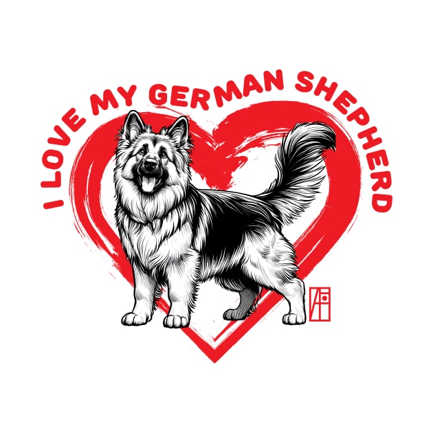 I Love My German Shepherd - I Love my dog - Protective dog by ArtProjectShop