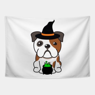 Cute english bulldog is a witch Tapestry