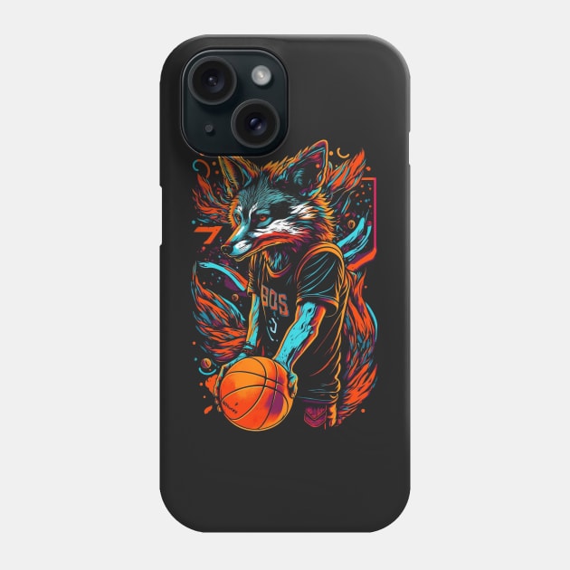 Neon Fox Basketball Player Retro 80s Ball Sports Phone Case by Cheesybee