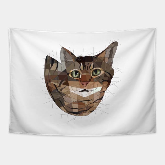 Striped Cat Tapestry by Blacklightco