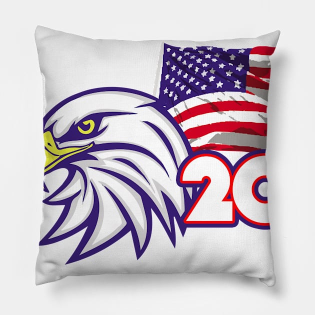 USA eagle and flag Patriotic 2020 Pillow by Asiadesign