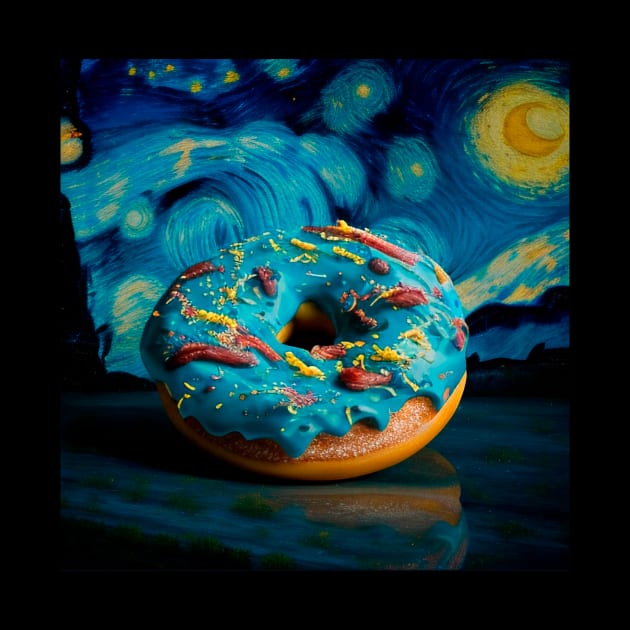 Funny Donut, Junk Food, Van Gogh Sugary Night by CHNSHIRT