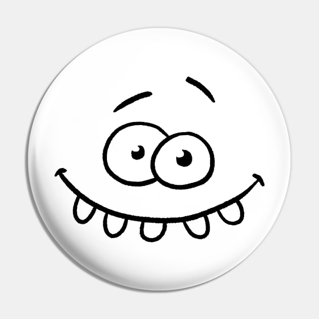 Funny Cartoon Face Happy Pin by SuRReal3D