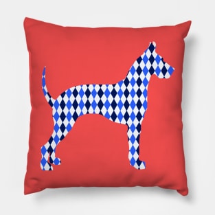 Blue Harlequin Great Dane Silhouette Pillow