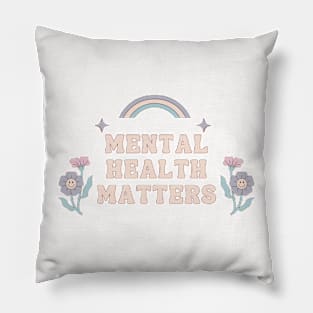 Mental Health Matters | Groovy Rainbow French Grey Pillow