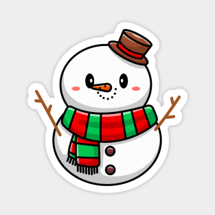 Cute Snowman Cartoon Vector Icon Illustration Magnet