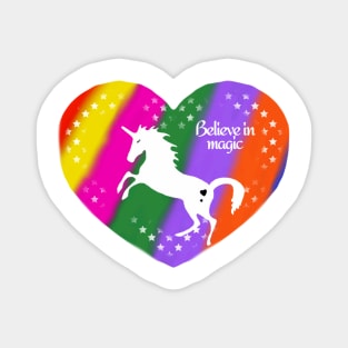 Unicorn believe in magic rainbow heart Magnet