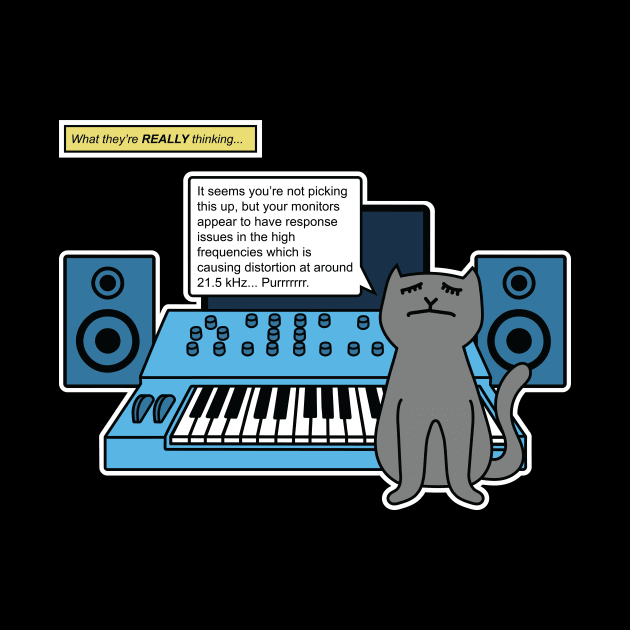 Cat on Music Studio Desk with Analogue Synthesizer by Atomic Malibu