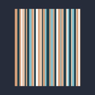 Vertical stripped pattern, in sepia and blue shades T-Shirt