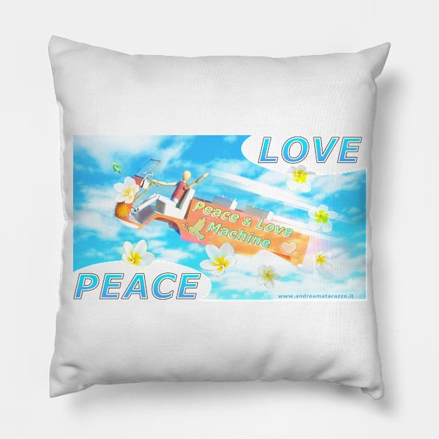 Peace & Love Machine Pillow by Andrea Matarazzo