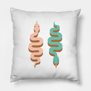 Pink and green snakes Pillow