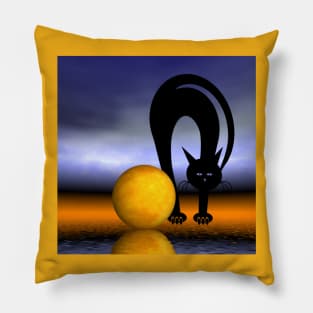 mooncat's play with the moon Pillow