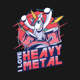 Cute Heavy Metal Unicorn Drummer Gift T-Shirt