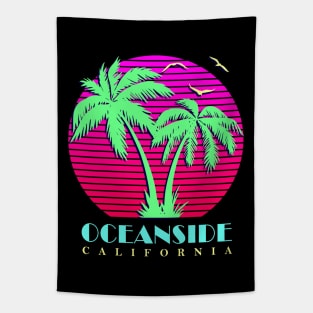 Oceanside California Palm Trees Sunset Tapestry