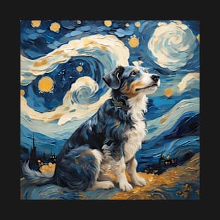 Welsh Corgi In Starry Night T-Shirt