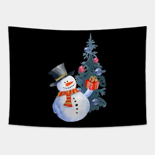 Snowman and christmas Tapestry