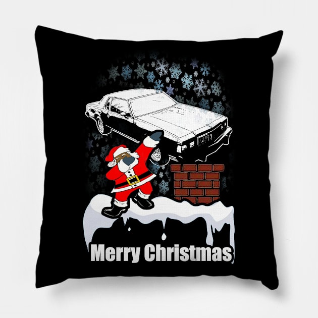 Dabbing Santa Clause Merry Caprice Landau Snowing Christmas Pillow by Black Ice Design