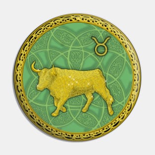 Zodiac Taurus Green Pin