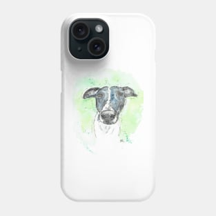 Black and white lurcher dog portrait. Phone Case