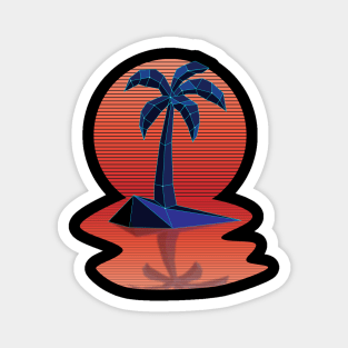 Synthwave Aesthetic Island Oasis Magnet