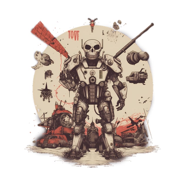 Comic-Style: AI Cyborg Robot Skull and the Apocalypse by MLArtifex