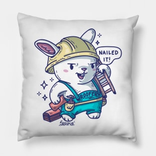 Roofer bunny rabbit nailed it Pillow