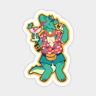 Tropical Vacation Triceratops Magnet