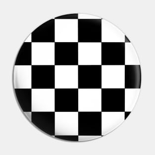 Black and White Checkers Pattern Pin