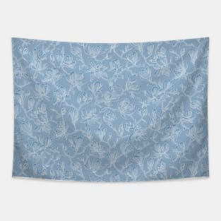 Slate Blue Frozen Magnolias Tapestry