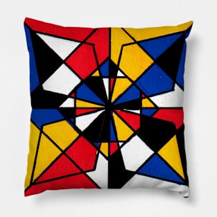 Mondrian Inspired Geometric Abstract Acrylic Painting XVI Pillow