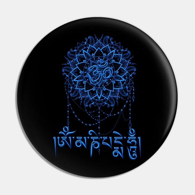 Om mani padme hum - blue Pin by Lucia