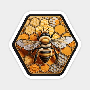 Bee on Honeycomb Embroidered Patch Magnet