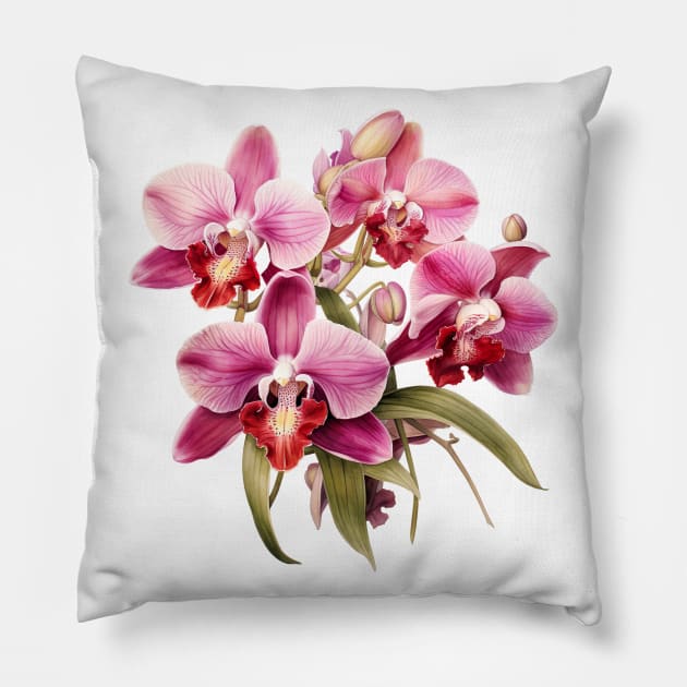 Flower illustration of the bouquet of orchids Pillow by ArtVault23