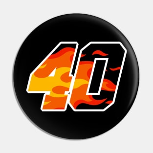 On Fire Racing Number 40 Pin