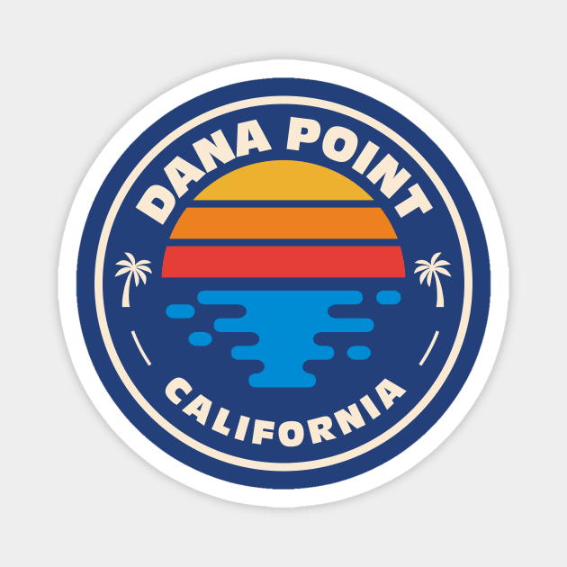 Retro Dana Point California Vintage Beach Surf Emblem Magnet by Now Boarding