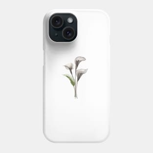 Xray Calla flowers. Tropical translucent watercolor flowers and leaves print Phone Case